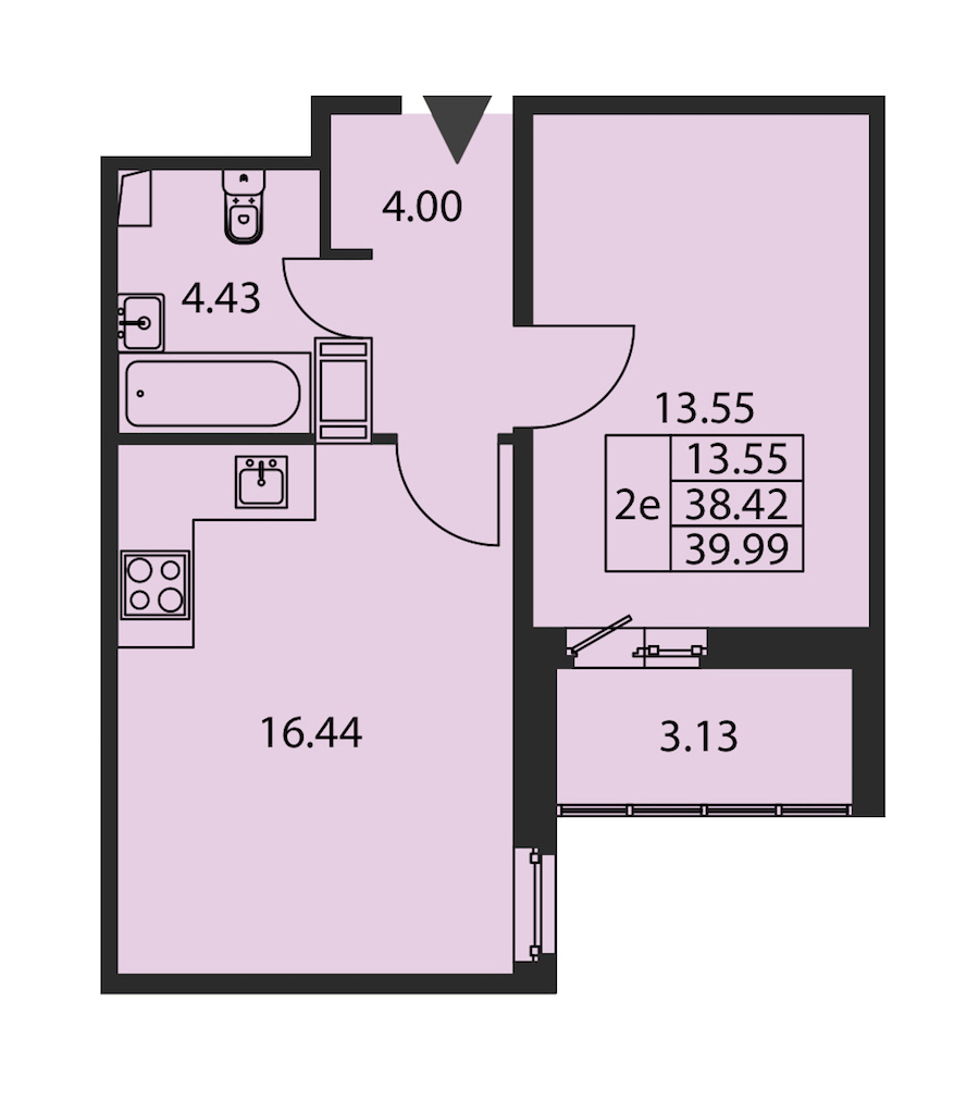 1-комнатная квартира 38.42 м², 3/12 эт., ЖК «Полис ЛАВрики»